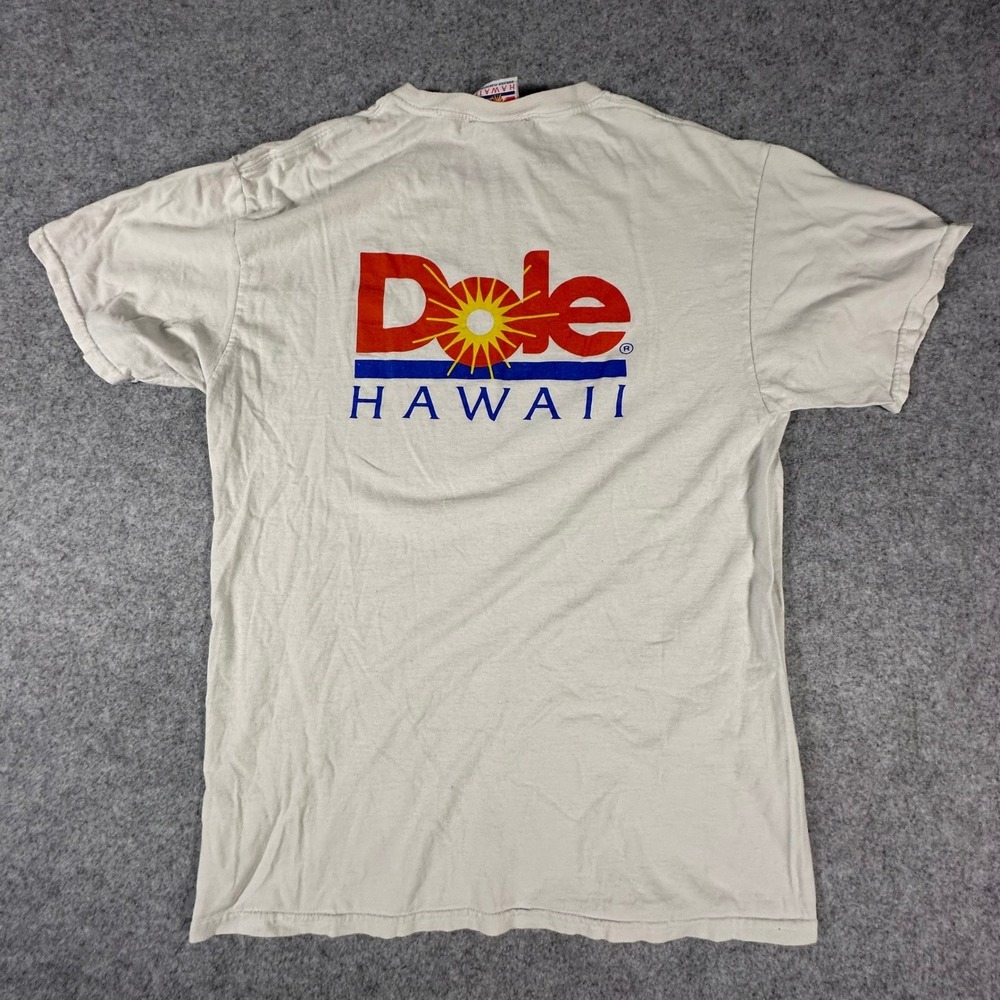 Dole Hawaii Plantation T-Shirt Size Mens Medium White Cotton Graphic Retro Style